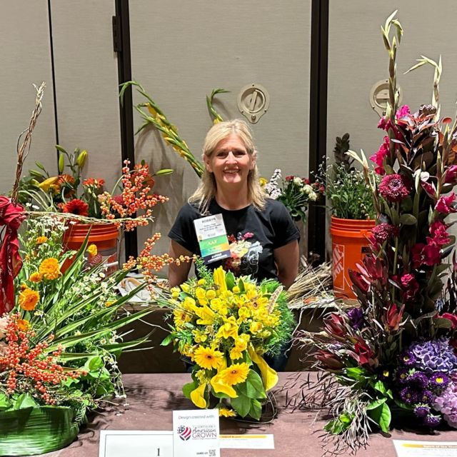 We are so proud and congratulate @petaltothemetalflowersandgifts a job well done competing in the @societyofamericanflorists Sylvia cup Floral design challenge.  While Robbyn didn’t walk away with a prize this year, she won our hearts and is a fierce competitor. Way to go Robbyn! #oregonflorist #pnwflorist #sylviacup2023 #safconvention #floristcompetition #oregonflowershop