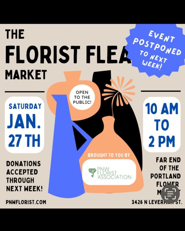 Winter storm update! Hope everyone is staying safe and warm. We made the decision to postpone our annual member meeting and Florist Flea until next weekend. It’ll give everyone a chance to catch up on orders and deliveries after the storm. Feel free to drop off donations to the OFGA anytime, we will have a cart labeled. For assistance let us know! #oregonflorist #portlandlforist #pdxflorist #washingtonflorist #oregonflowers